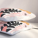 Large Pastel Floral Pattern Orange Pink White Black Gold Meadow Pillow Sham Gallery Image 3