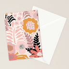 Large Pastel Floral Pattern Orange Pink White Black Gold Meadow Stationery Card Gallery Image 2