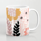 Large Pastel Floral Pattern Orange Pink White Black Gold Meadow Coffee Mug Gallery Image 1