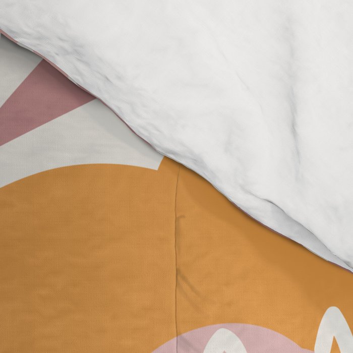 Large Pastel Floral Pattern Orange Pink White Black Gold Meadow Comforter Gallery Image 4
