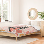 Large Pastel Floral Pattern Orange Pink White Black Gold Meadow Duvet Cover Gallery Image 2