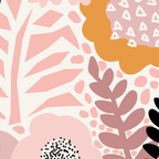 Large Pastel Floral Pattern Orange Pink White Black Gold Meadow Coffee Mug Gallery Image 2