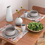 Large Pastel Floral Pattern Orange Pink White Black Gold Meadow Placemat Gallery Image 2