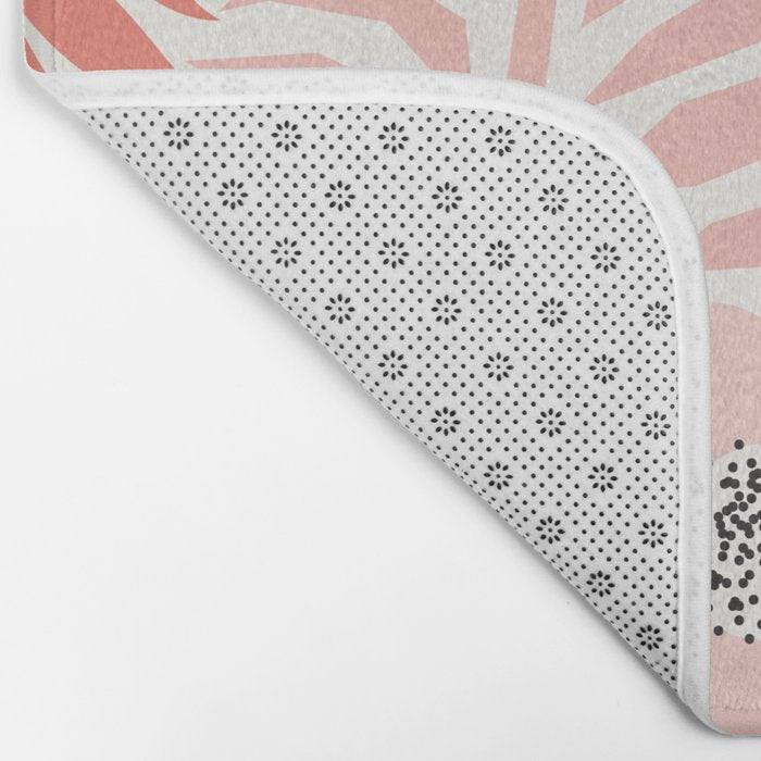 Large Pastel Floral Pattern Orange Pink White Black Gold Meadow Bath Mat Gallery Image 2