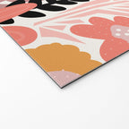 Large Pastel Floral Pattern Orange Pink White Black Gold Meadow Welcome Mat Gallery Image 2