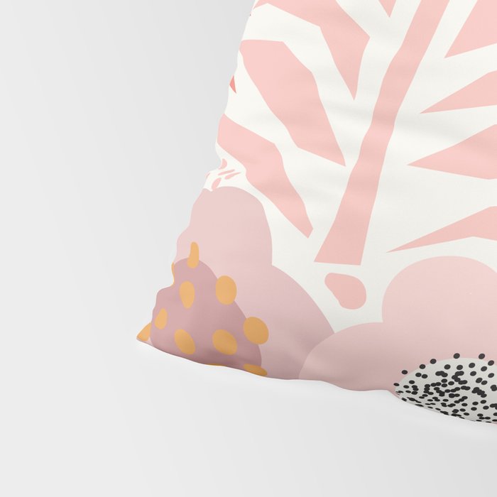 Large Pastel Floral Pattern Orange Pink White Black Gold Meadow Pillow Sham Gallery Image 4