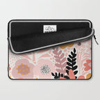 Large Pastel Floral Pattern Orange Pink White Black Gold Meadow Laptop Sleeve Gallery Image 2