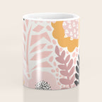 Large Pastel Floral Pattern Orange Pink White Black Gold Meadow Coffee Mug Gallery Image 4