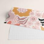 Large Pastel Floral Pattern Orange Pink White Black Gold Meadow Wrapping Paper Gallery Image 2