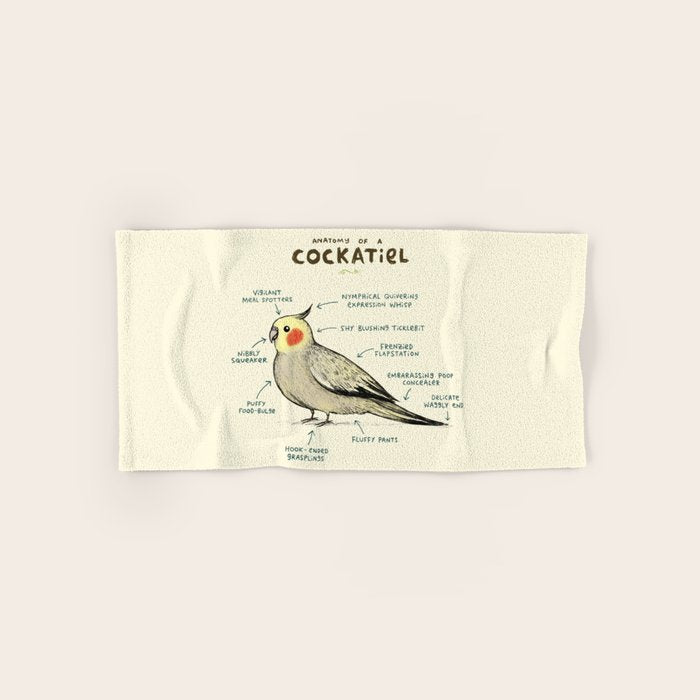 Anatomy of a Cockatiel Bath Towel Gallery Image 1