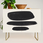 Mid Century Modern Minimalist Abstract Art Brush Strokes Black & White Ink Art Tribal Pebbles Credenza Gallery Image 1