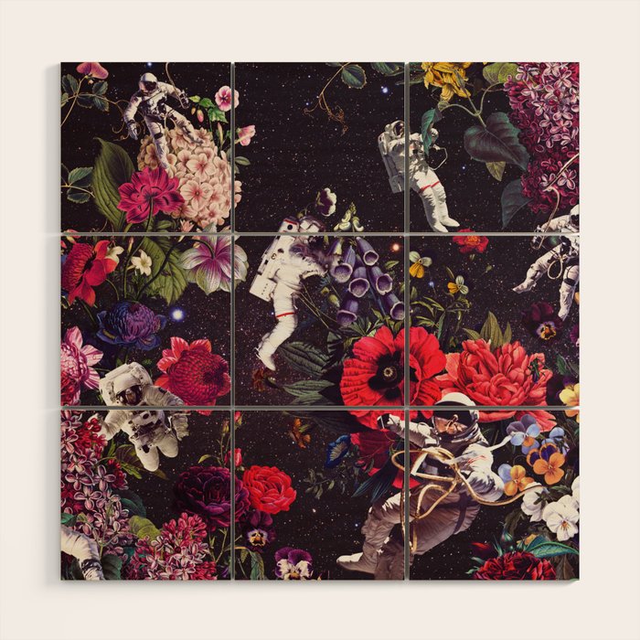 Flowers and Astronauts - Space Wood Wall Art Gallery Image 1