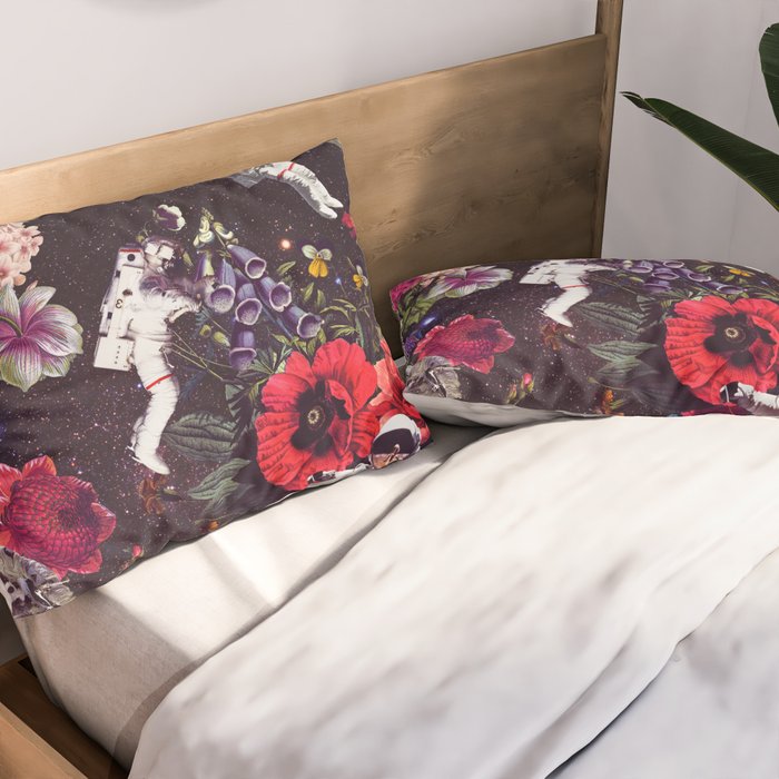 Flowers and Astronauts - Space Pillow Sham Gallery Image 2