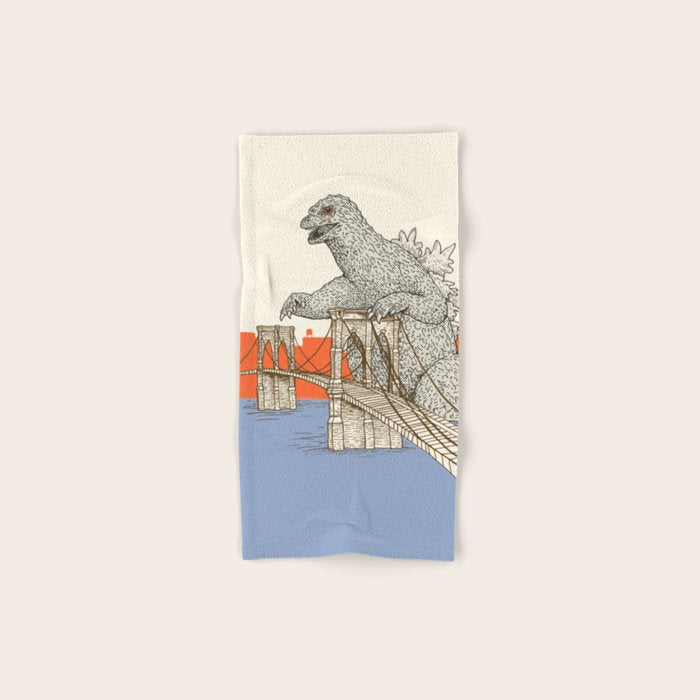 Godzilla vs. the Brooklyn Bridge Bath Towel Gallery Image 1