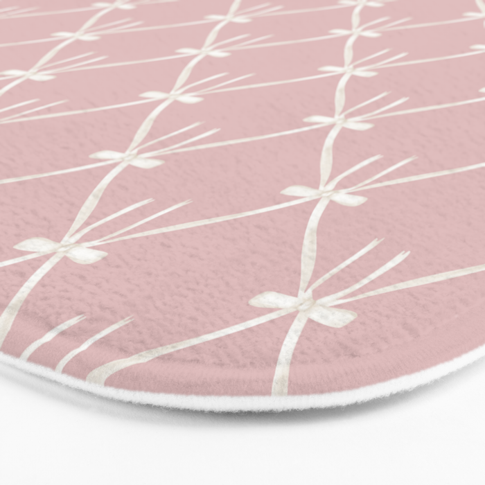 Bows & Ribbons Pattern LVII Pastel Pink Bath Mat Gallery Image 3