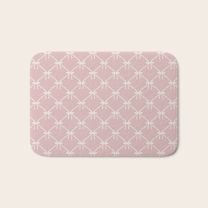 Bows & Ribbons Pattern LVII Pastel Pink Bath Mat Gallery Image 1