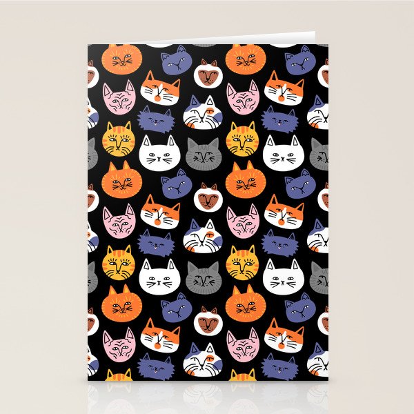 Funny cat animal cartoon art pattern Stationery Card Gallery Image 1
