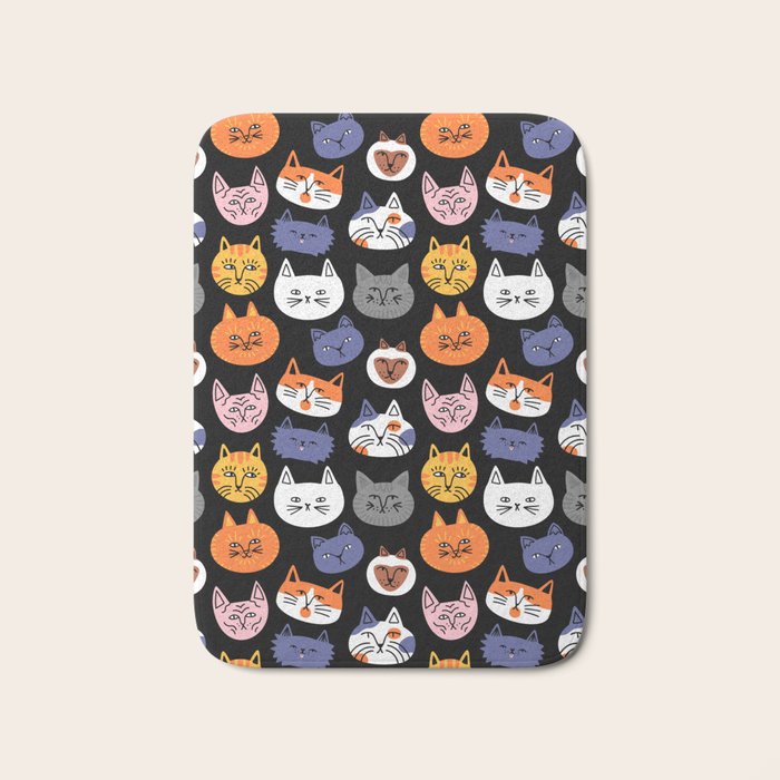 Funny cat animal cartoon art pattern Bath Mat Gallery Image 1