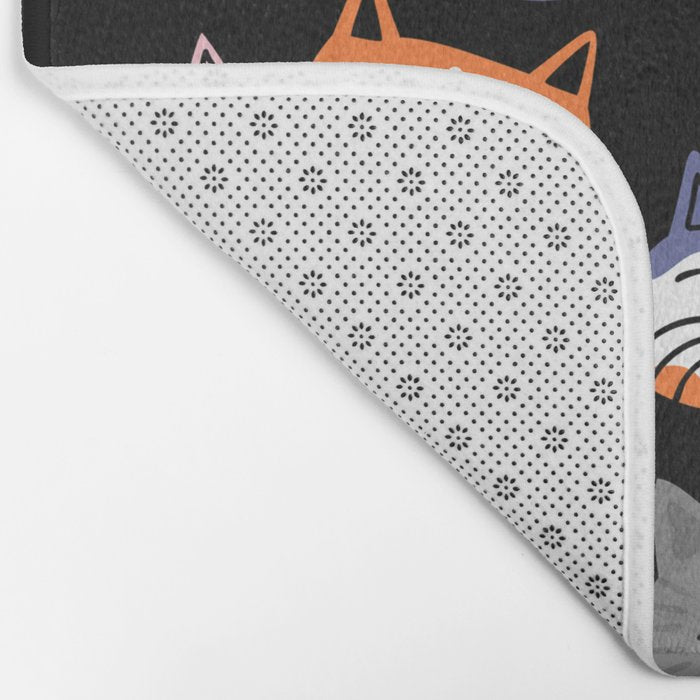 Funny cat animal cartoon art pattern Bath Mat Gallery Image 2