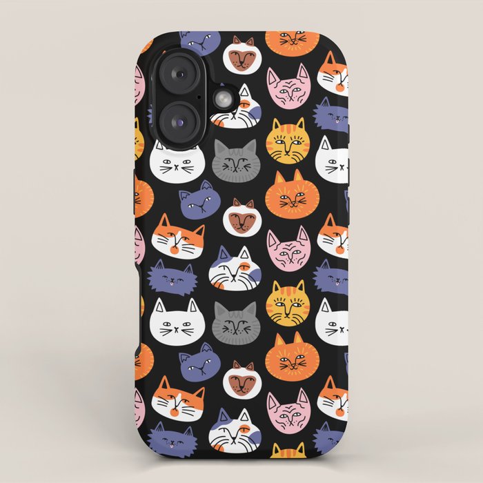 Funny cat animal cartoon art pattern iPhone Case Gallery Image 1