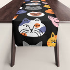 Funny cat animal cartoon art pattern Table Runner Gallery Image 1
