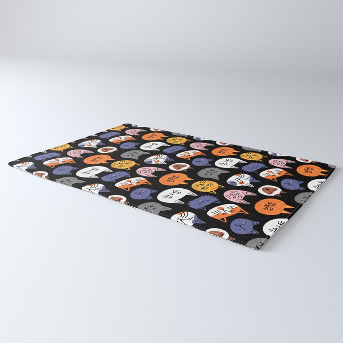 Funny cat animal cartoon art pattern Rug Gallery Image 3