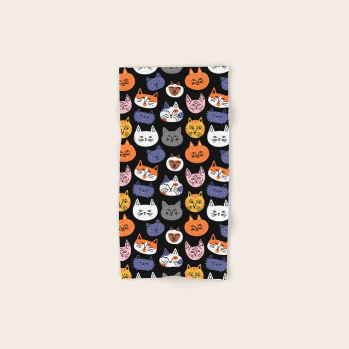 Funny cat animal cartoon art pattern Bath Towel Gallery Image 1