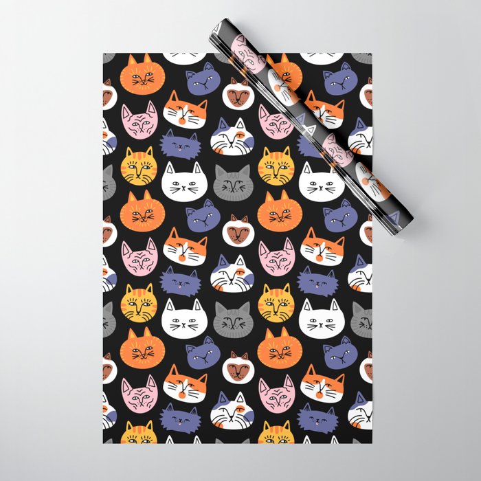 Funny cat animal cartoon art pattern Wrapping Paper Gallery Image 1