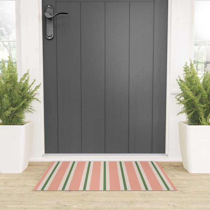 Classic Stripes - peach green Welcome Mat Gallery Image 3
