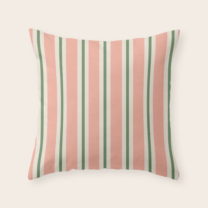 Classic Stripes - peach green Throw Pillow Gallery Image 2