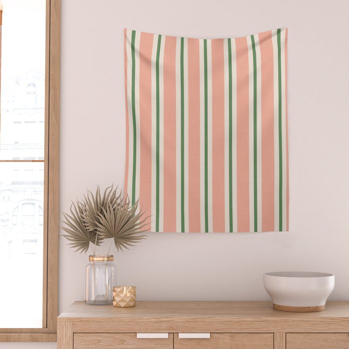 Classic Stripes - peach green Wall Tapestry Gallery Image 2
