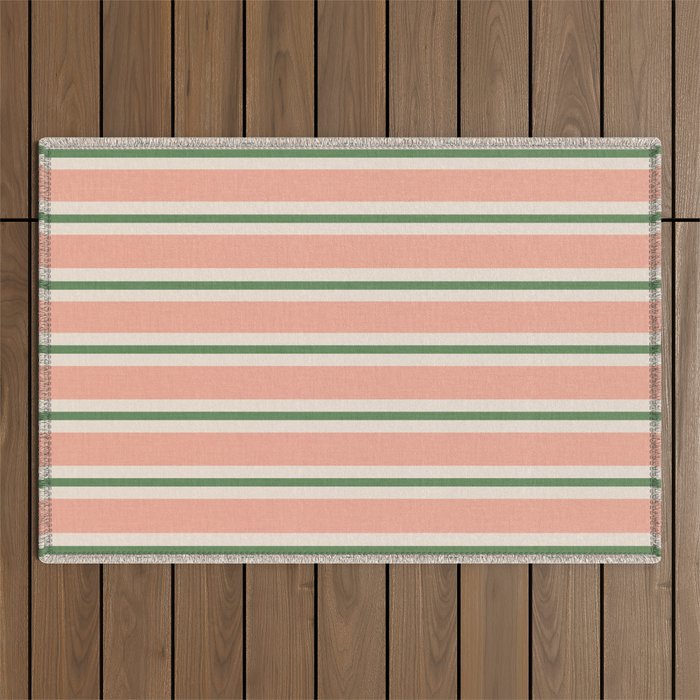 Classic Stripes - peach green Outdoor Rug Gallery Image 1