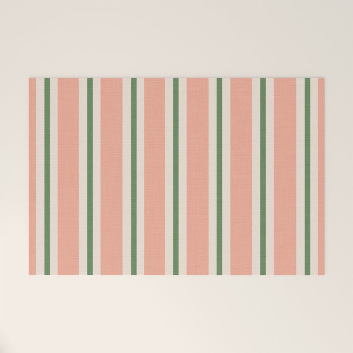 Classic Stripes - peach green Welcome Mat