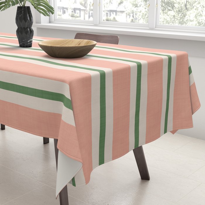 Classic Stripes - peach green Tablecloth Gallery Image 3