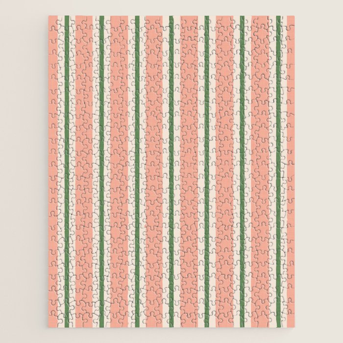 Classic Stripes - peach green Jigsaw Puzzle Gallery Image 1