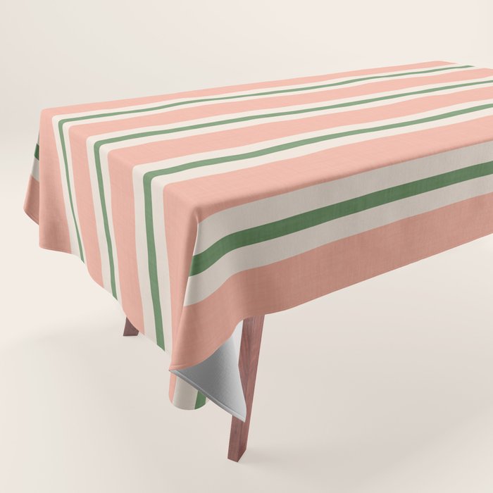Classic Stripes - peach green Tablecloth Gallery Image 1