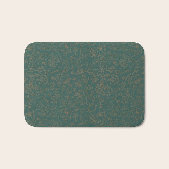 William Morris Middlemore Green Moss Gold Pattern Bath Mat Gallery Image 1