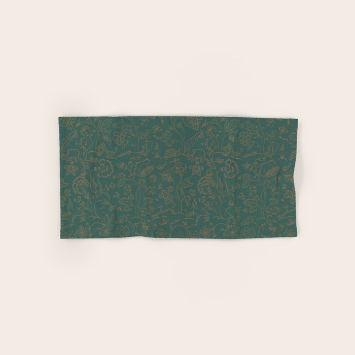 William Morris Middlemore Green Moss Gold Pattern Bath Towel Gallery Image 1
