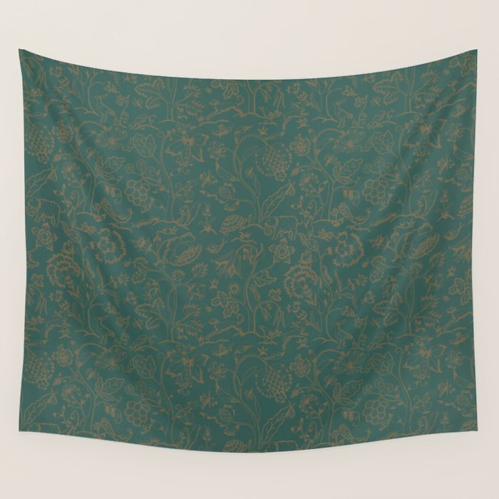 William Morris Middlemore Green Moss Gold Pattern Wall Tapestry Gallery Image 4