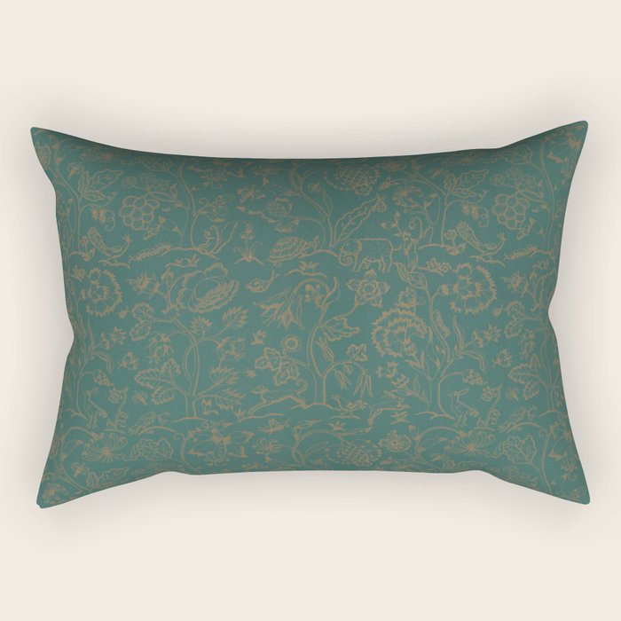 William Morris Middlemore Green Moss Gold Pattern Rectangular Pillow Gallery Image 1