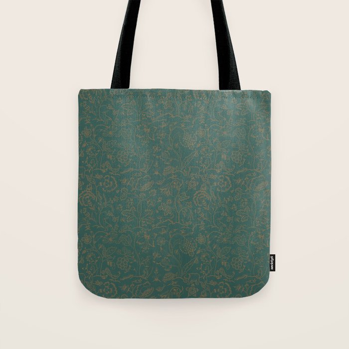 William Morris Middlemore Green Moss Gold Pattern Tote Bag Gallery Image 1
