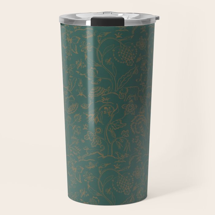 William Morris Middlemore Green Moss Gold Pattern Travel Mug Gallery Image 1