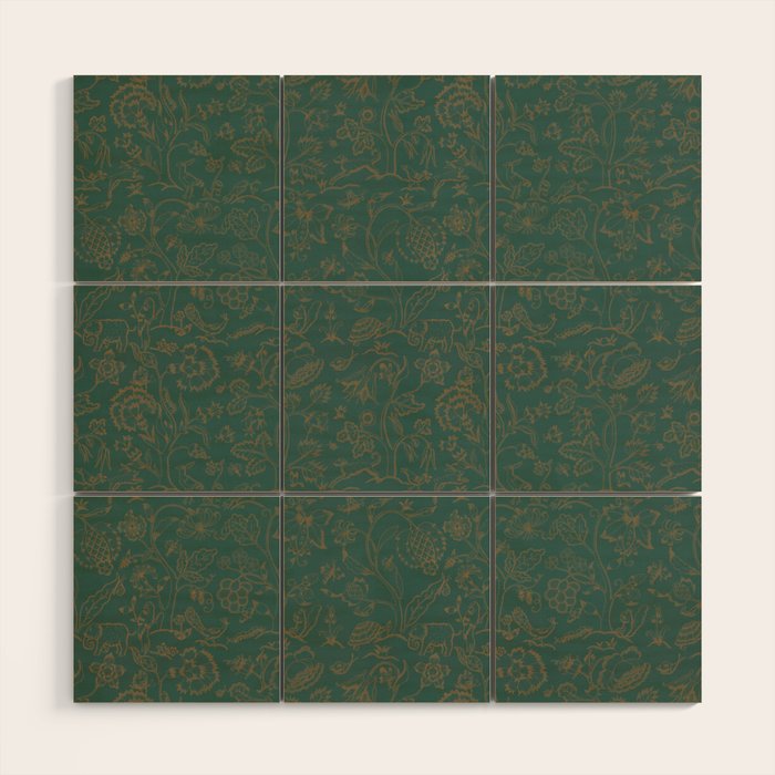 William Morris Middlemore Green Moss Gold Pattern Wood Wall Art Gallery Image 1