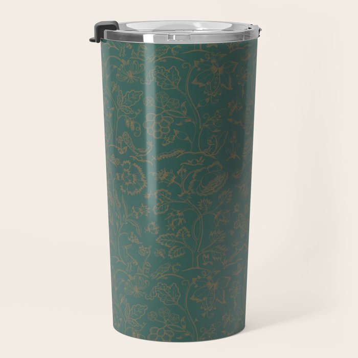 William Morris Middlemore Green Moss Gold Pattern Travel Mug Gallery Image 3