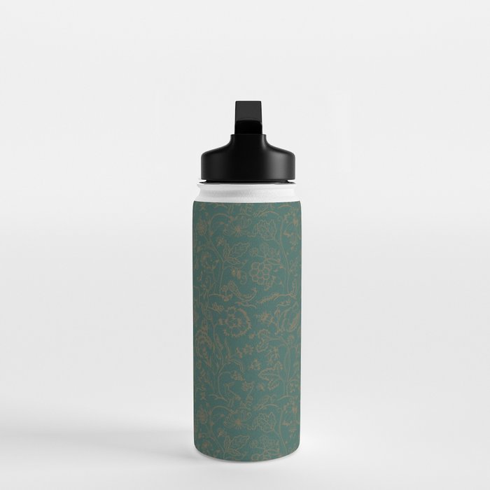 William Morris Middlemore Green Moss Gold Pattern Water Bottle Gallery Image 3
