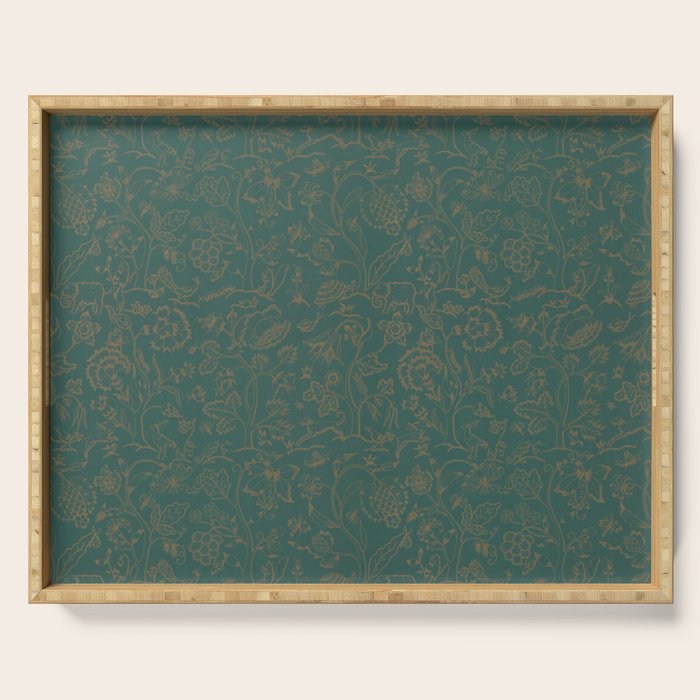 William Morris Middlemore Green Moss Gold Pattern Serving Tray Gallery Image 1