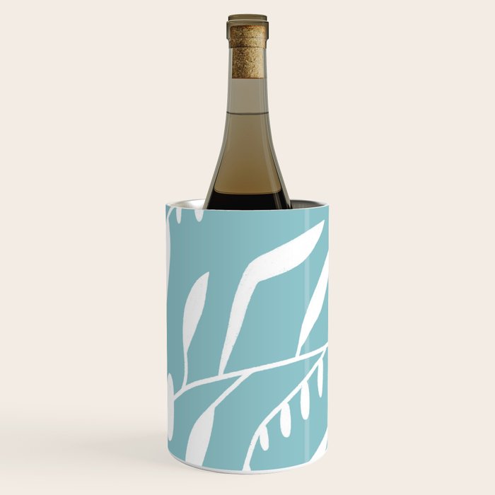 Botanical leaf- skyblue Wine Chiller Gallery Image 3