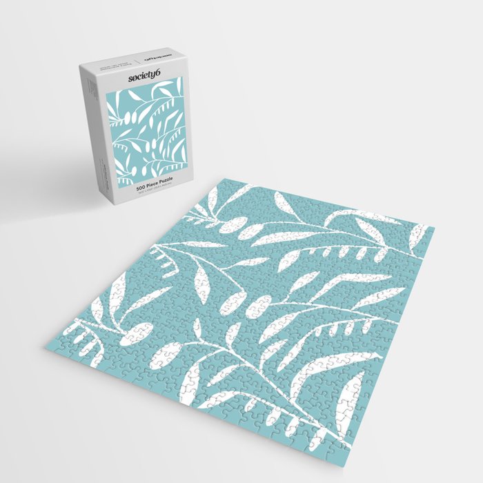 Botanical leaf- skyblue Jigsaw Puzzle Gallery Image 2