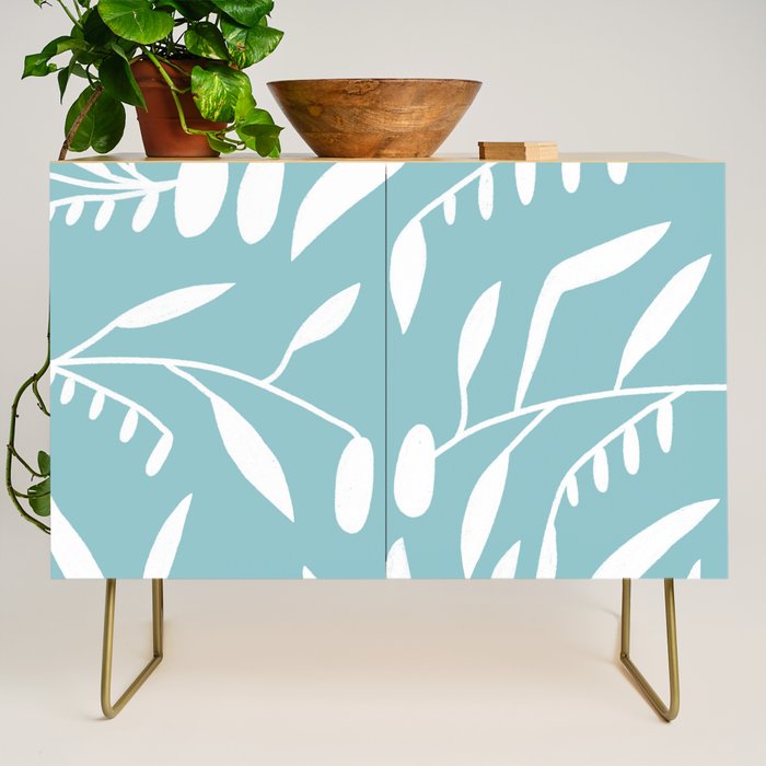 Botanical leaf- skyblue Credenza Gallery Image 1