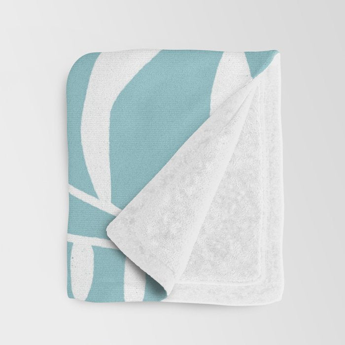 Botanical leaf- skyblue Throw Blanket Gallery Image 3